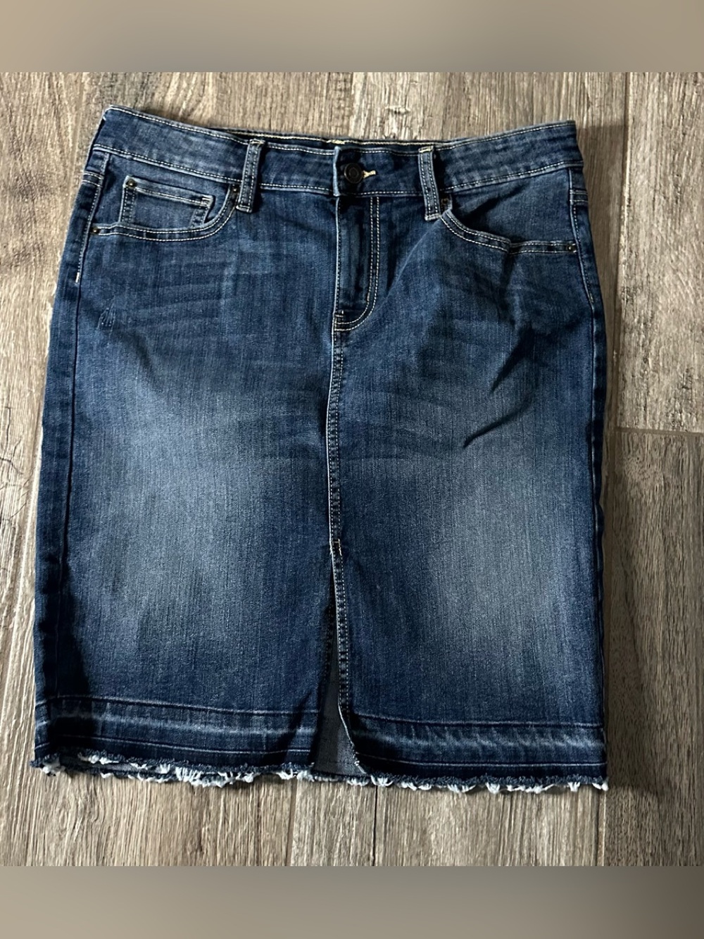 Gap Denim Pencil Skirt with Frayed Hem